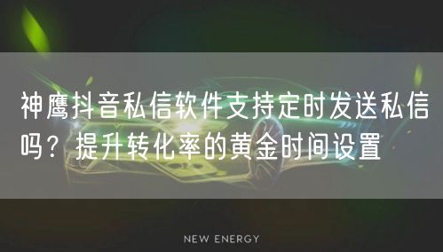 神鹰抖音私信软件支持定时发送私信吗？提升转化率的黄金时间设置