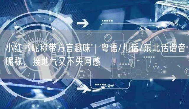 小红书昵称带方言趣味｜粤语/川话/东北话谐音昵称，接地气又不