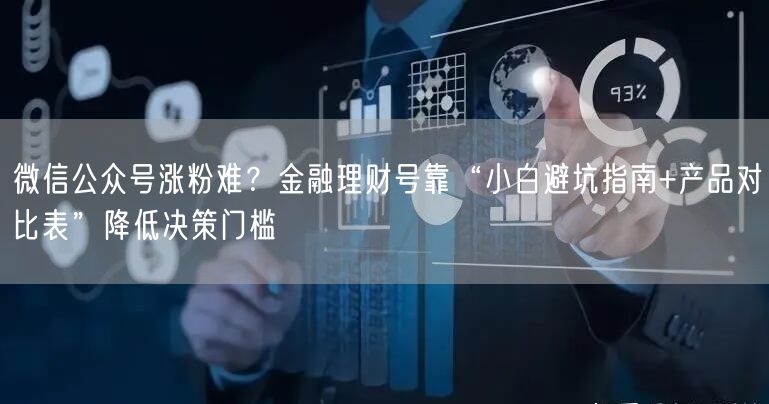 微信公众号涨粉难？金融理财号靠“小白避坑指南+产品对比表”降